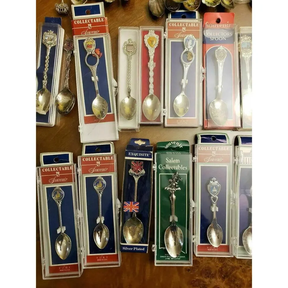 Collector Souvenir Spoon Collection Lot of 29 Silverstone USA State Foreign